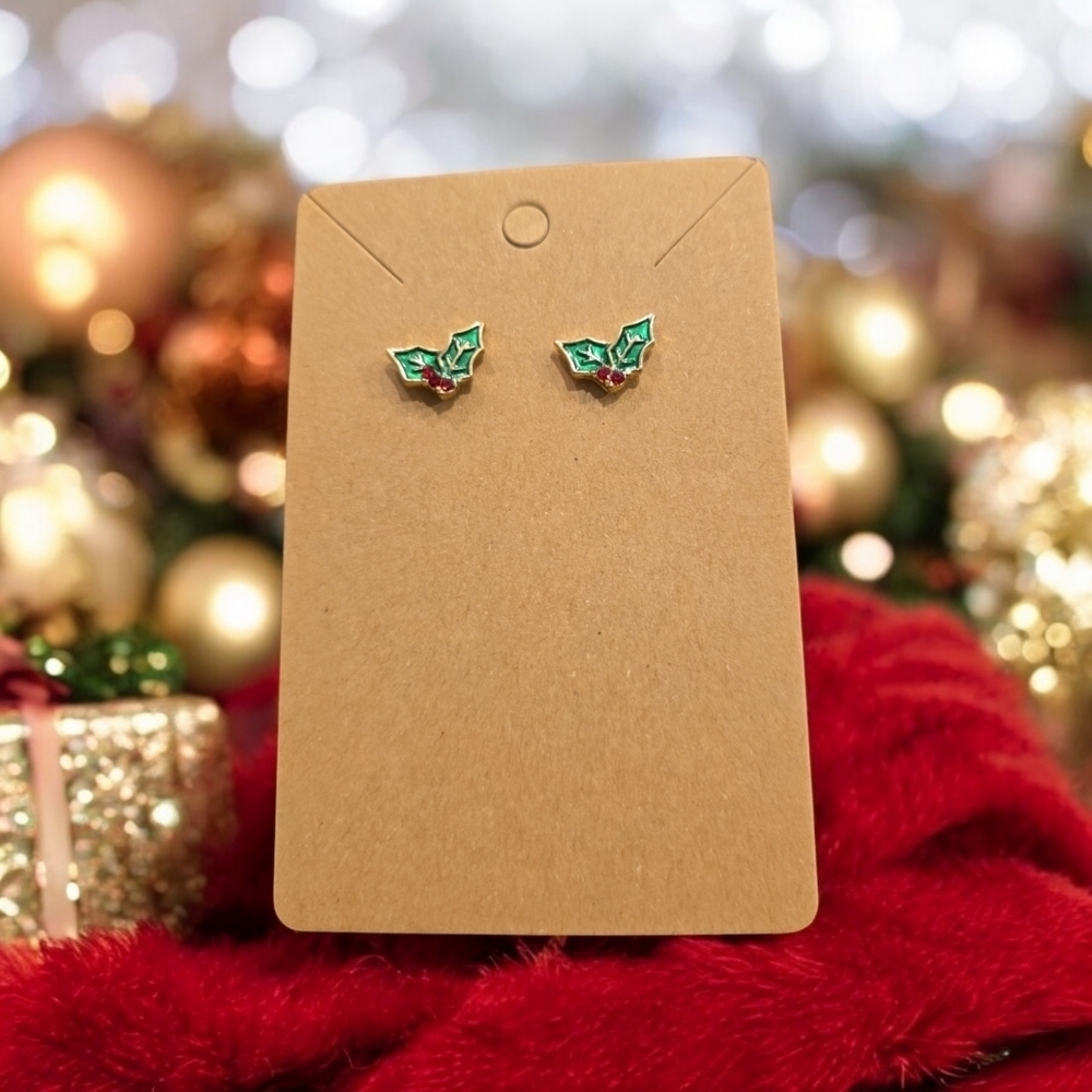Holly Festive Christmas Stud Earrings